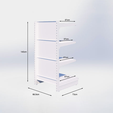 Kopstelling - H140 x B66,5 x D67 cm - 4 niveaus - Zwart