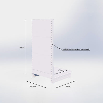 Kopstelling perforatie - H140 x B66,5 x D67 cm - 1 niveau - Antraciet