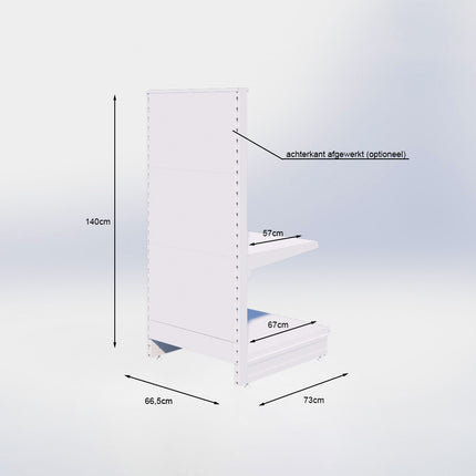 Kopstelling perforatie - H140 x B66,5 x D67 cm - 2 niveaus - Antraciet