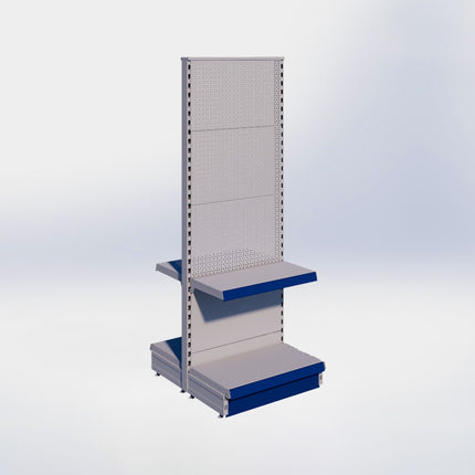 Middenstelling perforatie - H180 x B66,5 x D37 cm - 2 niveaus - Grijs