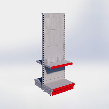 Middenstelling perforatie - H180 x B66,5 x D37 cm - 2 niveaus - Grijs