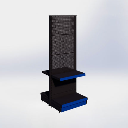 Middenstelling perforatie - H180 x B66,5 x D37 cm - 2 niveaus - Zwart