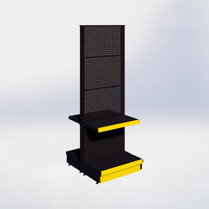 Middenstelling perforatie - H180 x B66,5 x D37 cm - 2 niveaus - Zwart