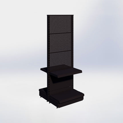 Middenstelling perforatie - H180 x B66,5 x D37 cm - 2 niveaus - Zwart