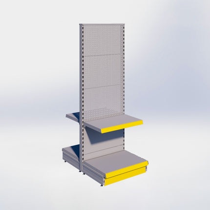 Middenstelling perforatie - H180 x B66,5 x D47 cm - 2 niveaus - Grijs