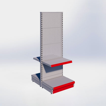 Middenstelling perforatie - H180 x B66,5 x D47 cm - 2 niveaus - Grijs