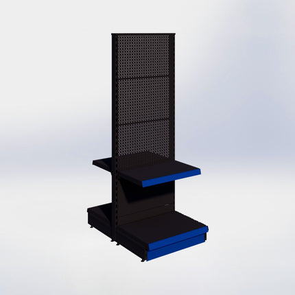 Middenstelling perforatie - H180 x B66,5 x D47 cm - 2 niveaus - Zwart