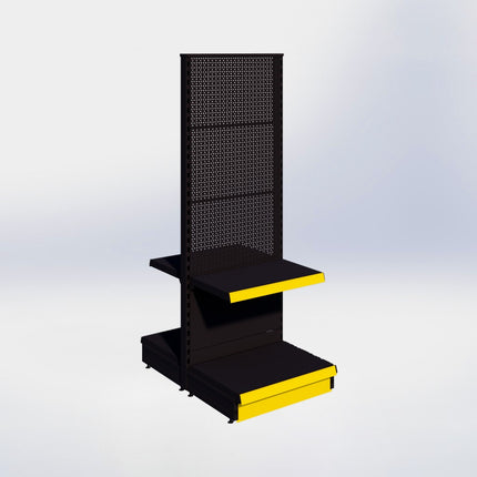 Middenstelling perforatie - H180 x B66,5 x D47 cm - 2 niveaus - Zwart