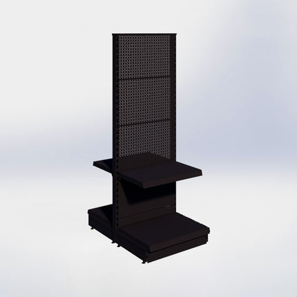 Middenstelling perforatie - H180 x B66,5 x D47 cm - 2 niveaus - Zwart