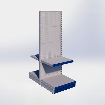 Middenstelling perforatie - H180 x B66,5 x D57 cm - 2 niveaus - Grijs