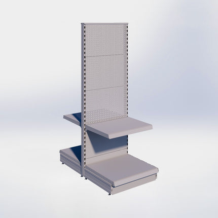 Middenstelling perforatie - H180 x B66,5 x D57 cm - 2 niveaus - Grijs