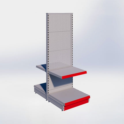 Middenstelling perforatie - H180 x B66,5 x D57 cm - 2 niveaus - Grijs