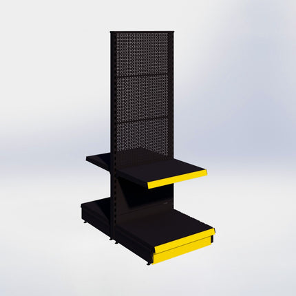 Middenstelling perforatie - H180 x B66,5 x D57 cm - 2 niveaus - Zwart