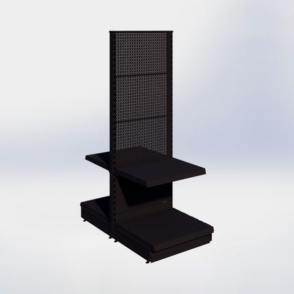 Middenstelling perforatie - H180 x B66,5 x D57 cm - 2 niveaus - Zwart