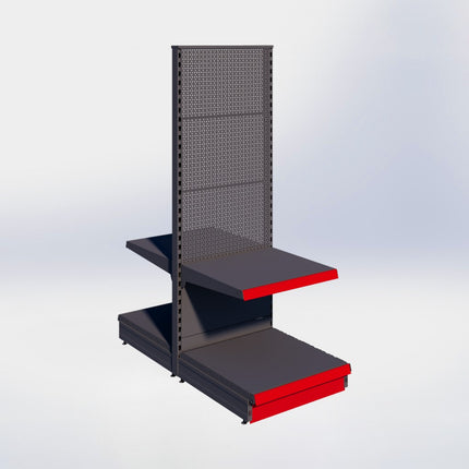Middenstelling perforatie - H180 x B66,5 x D67 cm - 2 niveaus - Antraciet