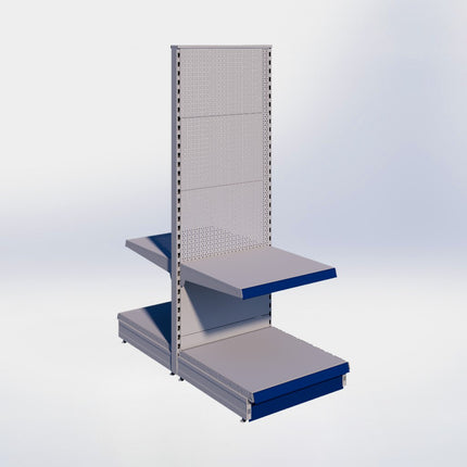 Middenstelling perforatie - H180 x B66,5 x D67 cm - 2 niveaus - Grijs
