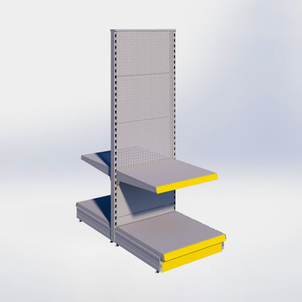 Middenstelling perforatie - H180 x B66,5 x D67 cm - 2 niveaus - Grijs