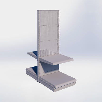 Middenstelling perforatie - H180 x B66,5 x D67 cm - 2 niveaus - Grijs