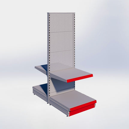 Middenstelling perforatie - H180 x B66,5 x D67 cm - 2 niveaus - Grijs
