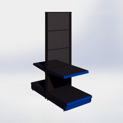 Middenstelling perforatie - H180 x B66,5 x D67 cm - 2 niveaus - Zwart