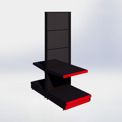 Middenstelling perforatie - H180 x B66,5 x D67 cm - 2 niveaus - Zwart