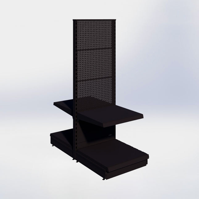 Middenstelling perforatie - H180 x B66,5 x D67 cm - 2 niveaus - Zwart