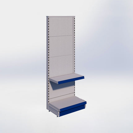 Kopstelling perforatie - H180 x B66,5 x D37 cm - 2 niveaus - Grijs