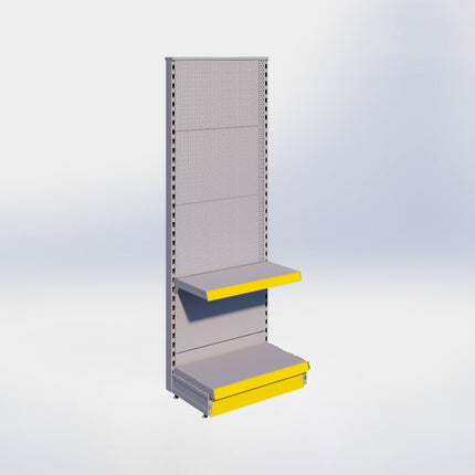 Kopstelling perforatie - H180 x B66,5 x D37 cm - 2 niveaus - Grijs