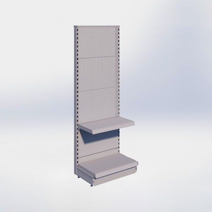 Kopstelling perforatie - H180 x B66,5 x D37 cm - 2 niveaus - Grijs