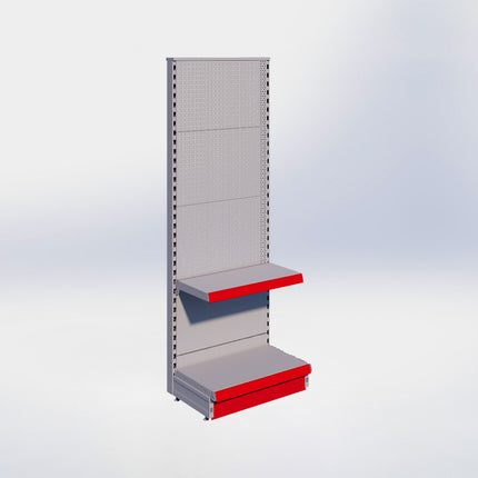 Kopstelling perforatie - H180 x B66,5 x D37 cm - 2 niveaus - Grijs