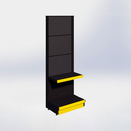 Kopstelling perforatie - H180 x B66,5 x D37 cm - 2 niveaus - Zwart