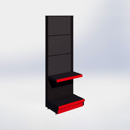 Kopstelling perforatie - H180 x B66,5 x D37 cm - 2 niveaus - Zwart