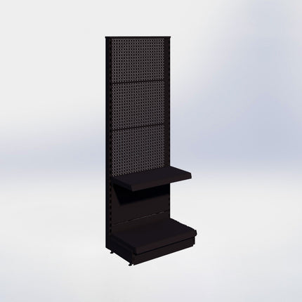 Kopstelling perforatie - H180 x B66,5 x D37 cm - 2 niveaus - Zwart