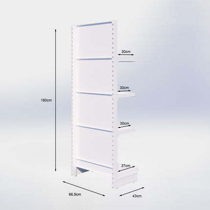 Kopstelling - H180 x B66,5 x D37 cm - 4 niveaus - Zwart