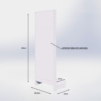 Kopstelling perforatie - H180 x B66,5 x D37 cm - 1 niveau - Antraciet