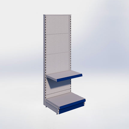 Kopstelling perforatie - H180 x B66,5 x D47 cm - 2 niveaus - Grijs