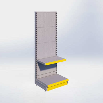 Kopstelling perforatie - H180 x B66,5 x D47 cm - 2 niveaus - Grijs