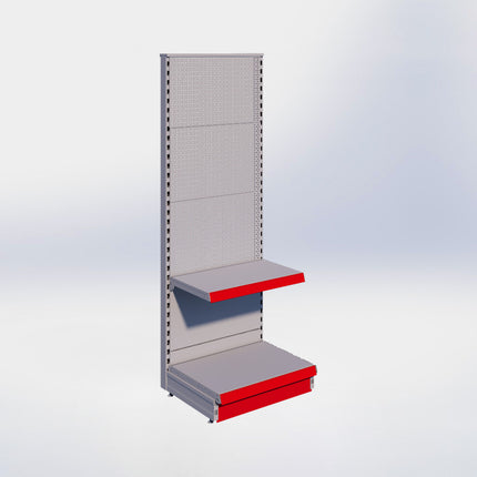 Kopstelling perforatie - H180 x B66,5 x D47 cm - 2 niveaus - Grijs