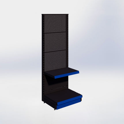 Kopstelling perforatie - H180 x B66,5 x D47 cm - 2 niveaus - Zwart