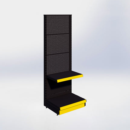 Kopstelling perforatie - H180 x B66,5 x D47 cm - 2 niveaus - Zwart