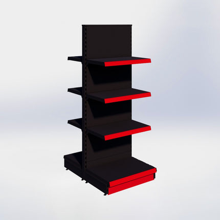 Middenstelling - H180 x B66,5 x D47 cm - 4 niveaus - Zwart