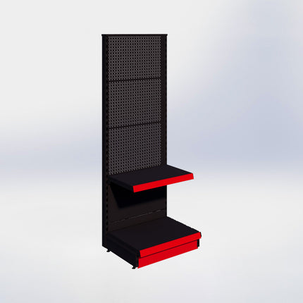 Kopstelling perforatie - H180 x B66,5 x D47 cm - 2 niveaus - Zwart