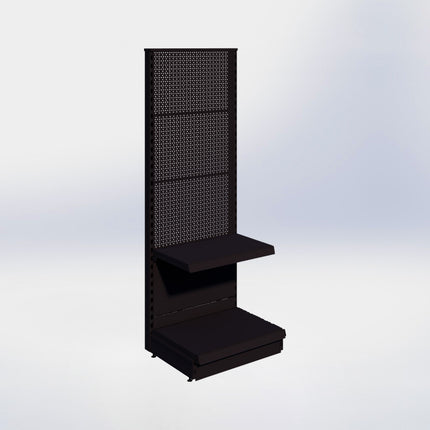 Kopstelling perforatie - H180 x B66,5 x D47 cm - 2 niveaus - Zwart