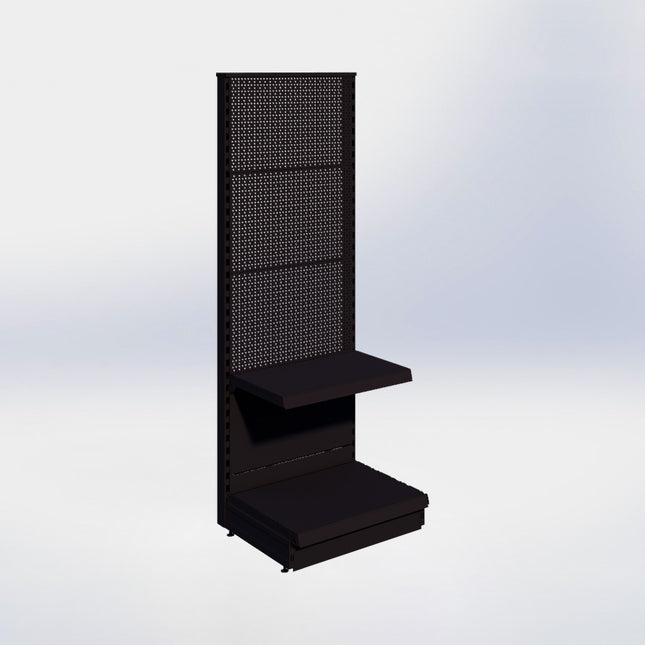 Kopstelling perforatie - H180 x B66,5 x D47 cm - 2 niveaus - Zwart