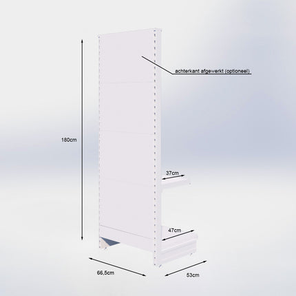 Kopstelling perforatie - H180 x B66,5 x D47 cm - 2 niveaus - Antraciet
