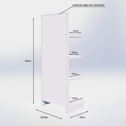 Kopstelling - H180 x B66,5 x D47 cm - 4 niveaus - Zwart