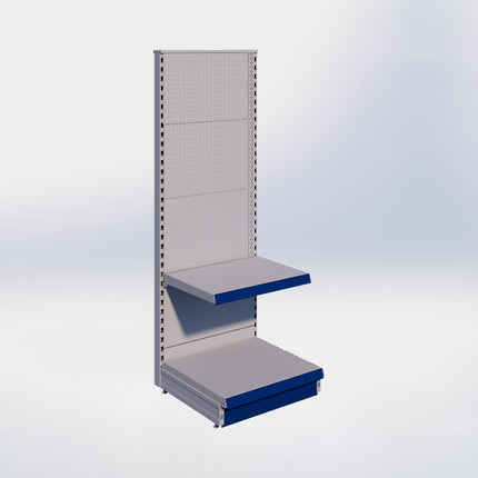 Kopstelling perforatie - H180 x B66,5 x D57 cm - 2 niveaus - Grijs