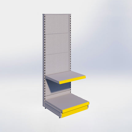 Kopstelling perforatie - H180 x B66,5 x D57 cm - 2 niveaus - Grijs