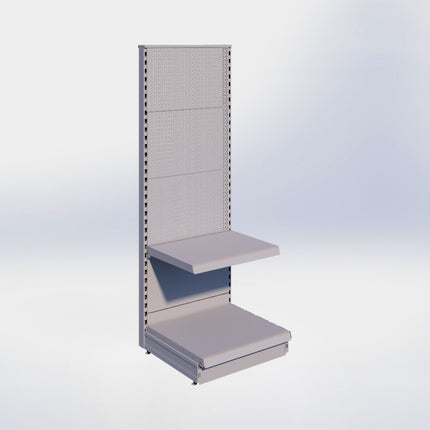 Kopstelling perforatie - H180 x B66,5 x D57 cm - 2 niveaus - Grijs