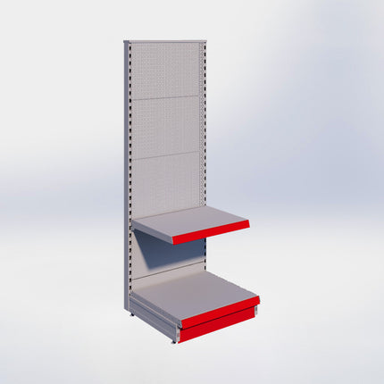 Kopstelling perforatie - H180 x B66,5 x D57 cm - 2 niveaus - Grijs